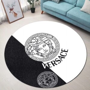 Versace Black White Luxury Brand Round Rug Carpet Home Decor LVT00421