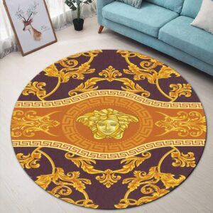 Versace Golden Luxury Brand Round Rug Carpet Home Decor LVT00436