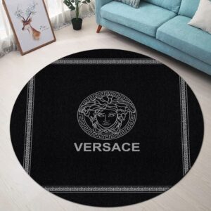 Versace Medusa Black Luxury Brand Fashion Round Rug Carpet Home Decor Special Gift LVT00393