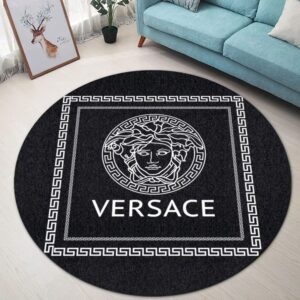 Versace Medusa Black Luxury Brand Round Rug Carpet Home Decor LVT00428