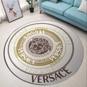 Versace Medusa Pattern Luxury Brand Fashion Round Rug Carpet Home Decor Special Gift LVT00412