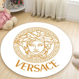 Versace Medusa White Luxury Brand Round Rug Carpet Home Decor LVT00431