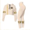 Versace beige croptop hoodie leggings for women luxury brand clothing clothes outfit hot 2023-PM00023