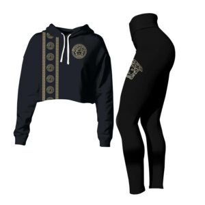Versace black croptop hoodie leggings for women luxury brand clothing clothes outfit hot 2023-PM00024