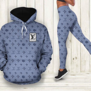 Louis Vuitton Blue 3D Hoodie Leggings Set LV Gift HN