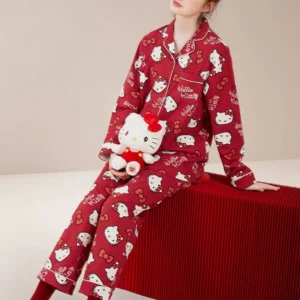 Sanrio Authorized Hello Kitty Print Cotton Pajama Set